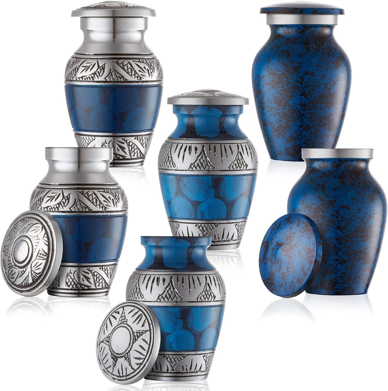 Durable Mini Cremation Urns Set – 6 Stylish Keepsakes in Velvet Protection