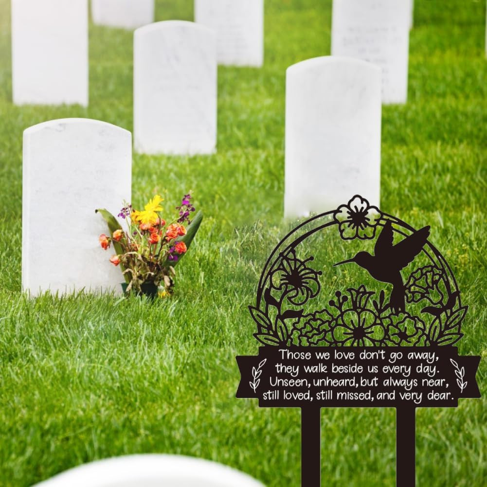 Hummingbird Grave Marker Cemetery Decorations for Grave Metal Memorial Grave Sta