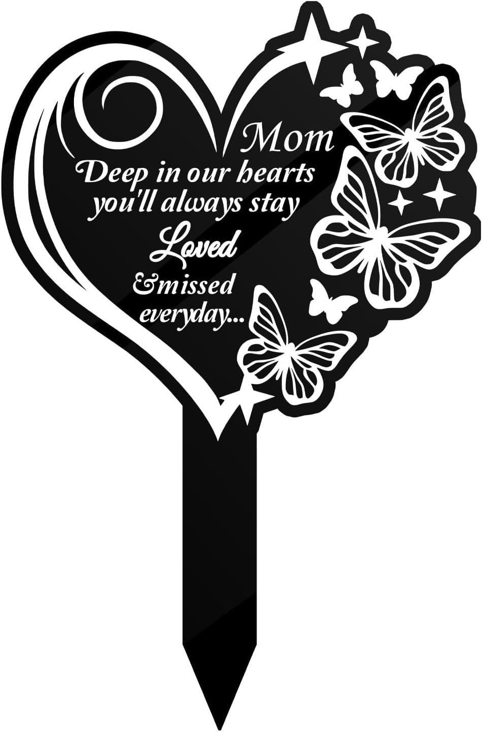 Memorial Grave Markers Butterfly Plaque Stake – Metal Cemetery Garden Stake for