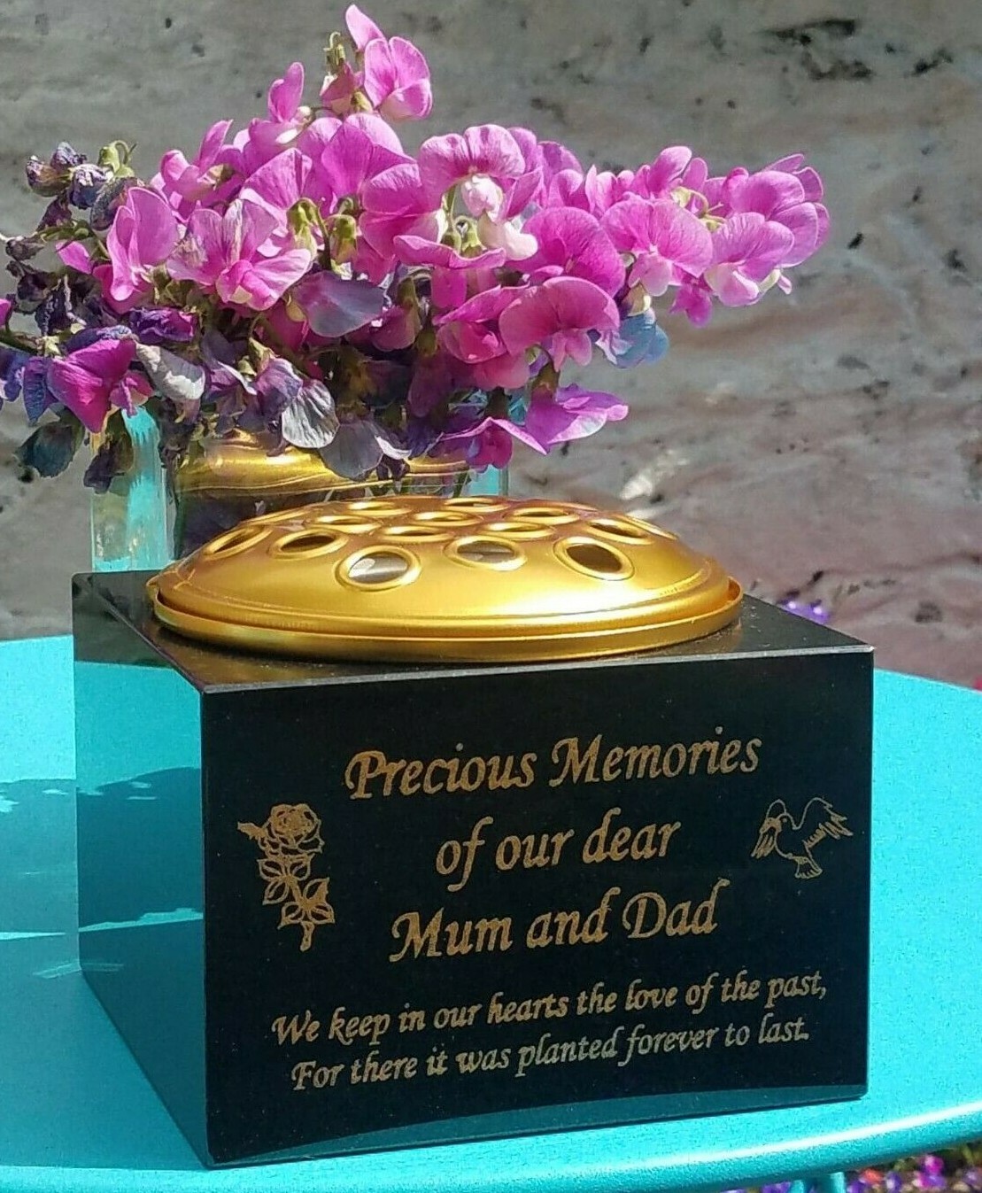 Personalised Granite Memorial Vase Grave Pot Flower Holder Cemetery Grave Vase