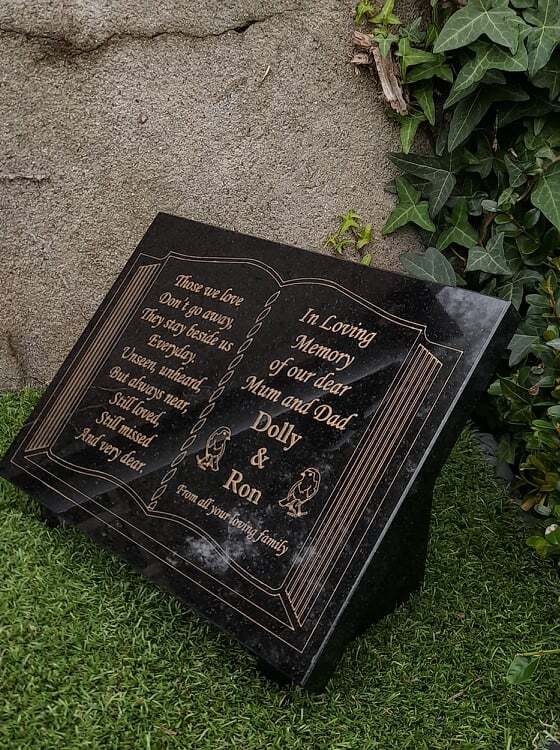 Personalised Granite Open Book Bible Memorial Slanted Grave Plaque Headstone