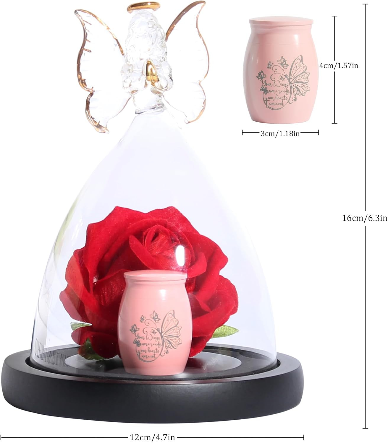 Butterfly Mini Urn,Small Urns for Human Ashes Keepsake,Glass Angel Figurine with
