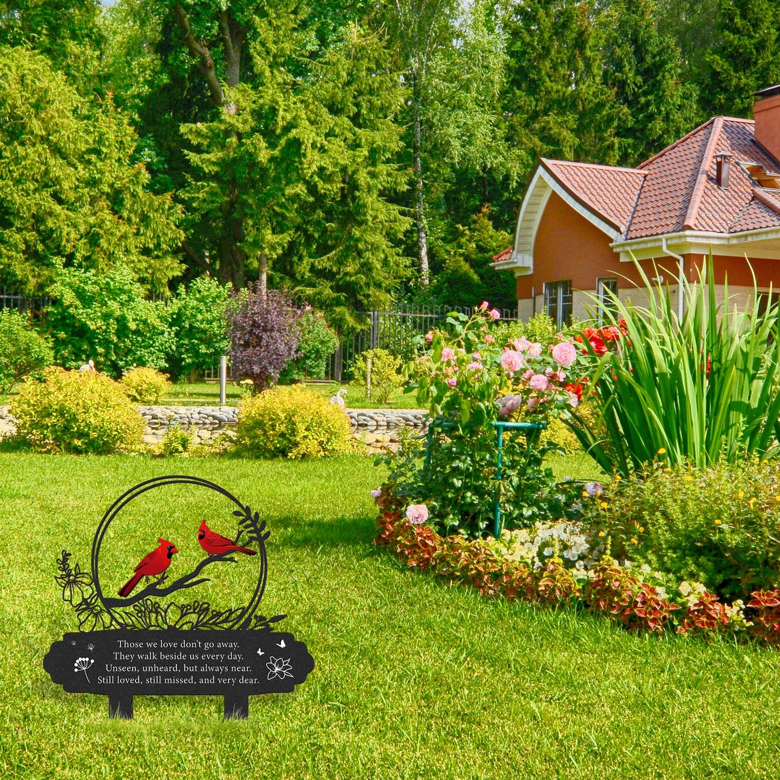 Cardinal Grave Decorations for Cemetery, Metal Memorial Stakes Grave Decorati…