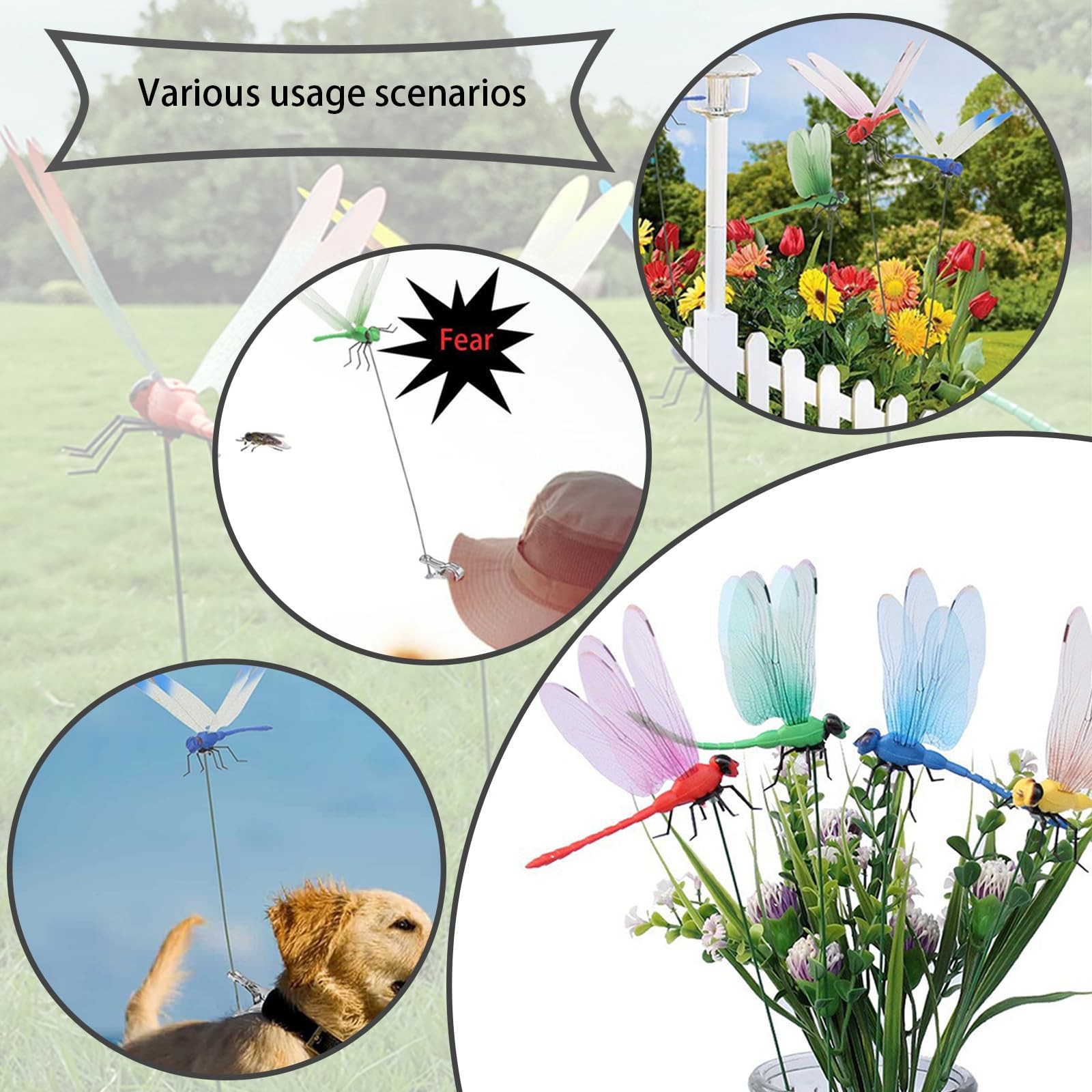 3D Fake Dragonfly Clip Dragon Fly Garden Decoration for Hats and Garden – Cre…