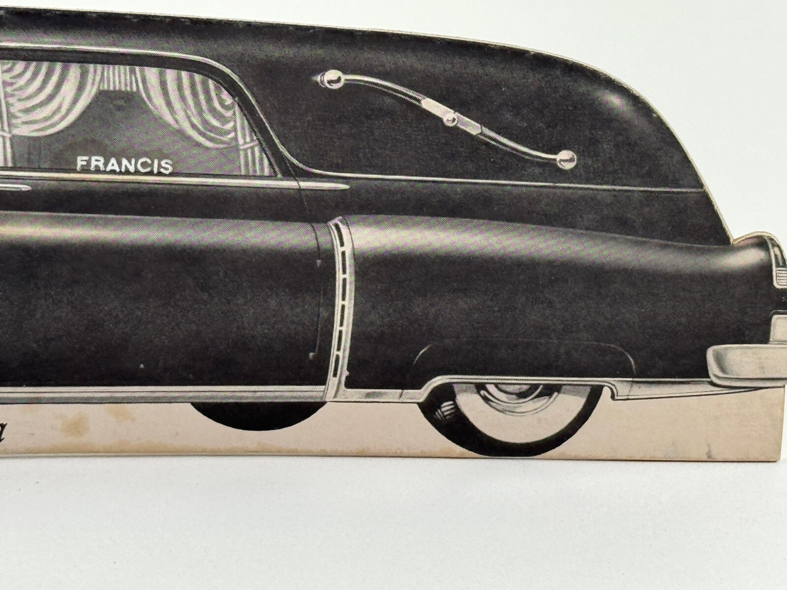 RARE vtg Cadillac Funeral Hearse Superline Victoria Die Cut Store Display SIgn