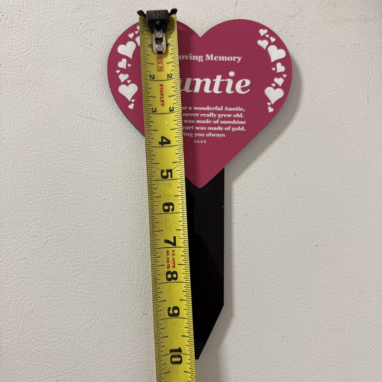 OriginDesigned Aunt Heart Memorial Remembrance Plaque Stake – Pink Acrylic,