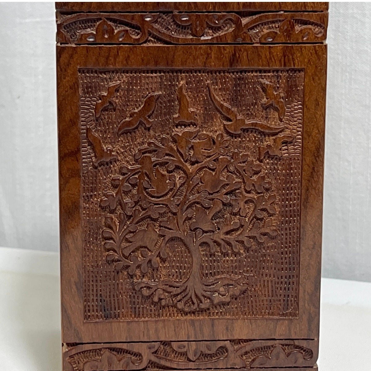 Handmade Rosewood Tree of Life Urn Ashes Container 8.5in x 5in x 5in NEW