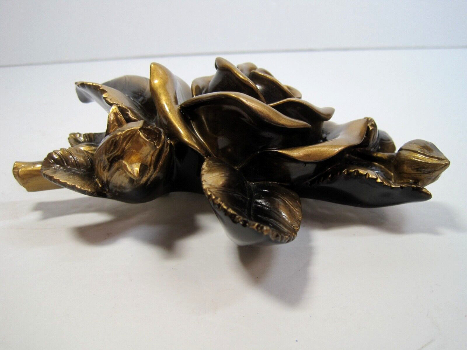 VTG 1999 “LIFE SYMBOLS” HAND PAINTED MOLDED RESIN ROSE CASKEtT ORNAMENT 6″ x 4″