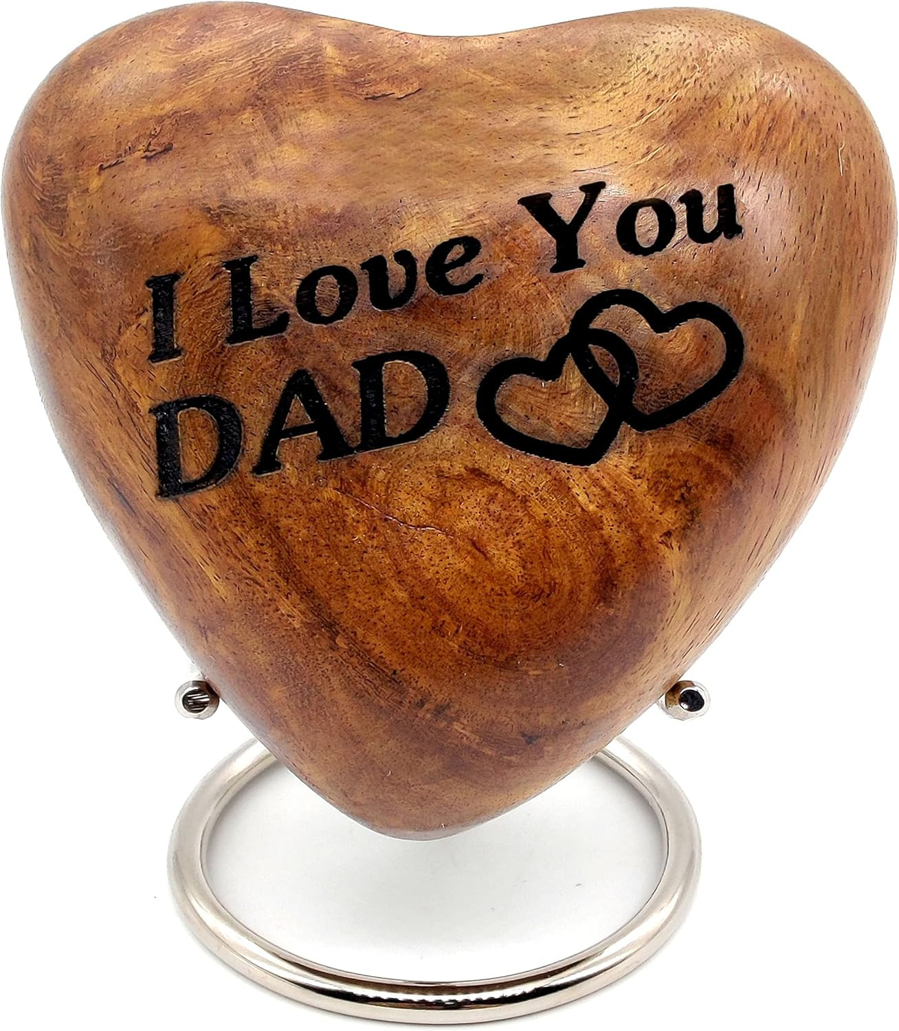 Wooden Heart Keepsake Urn Mini Ash Urn I Love You DAD Pattern | Small Handcrafte
