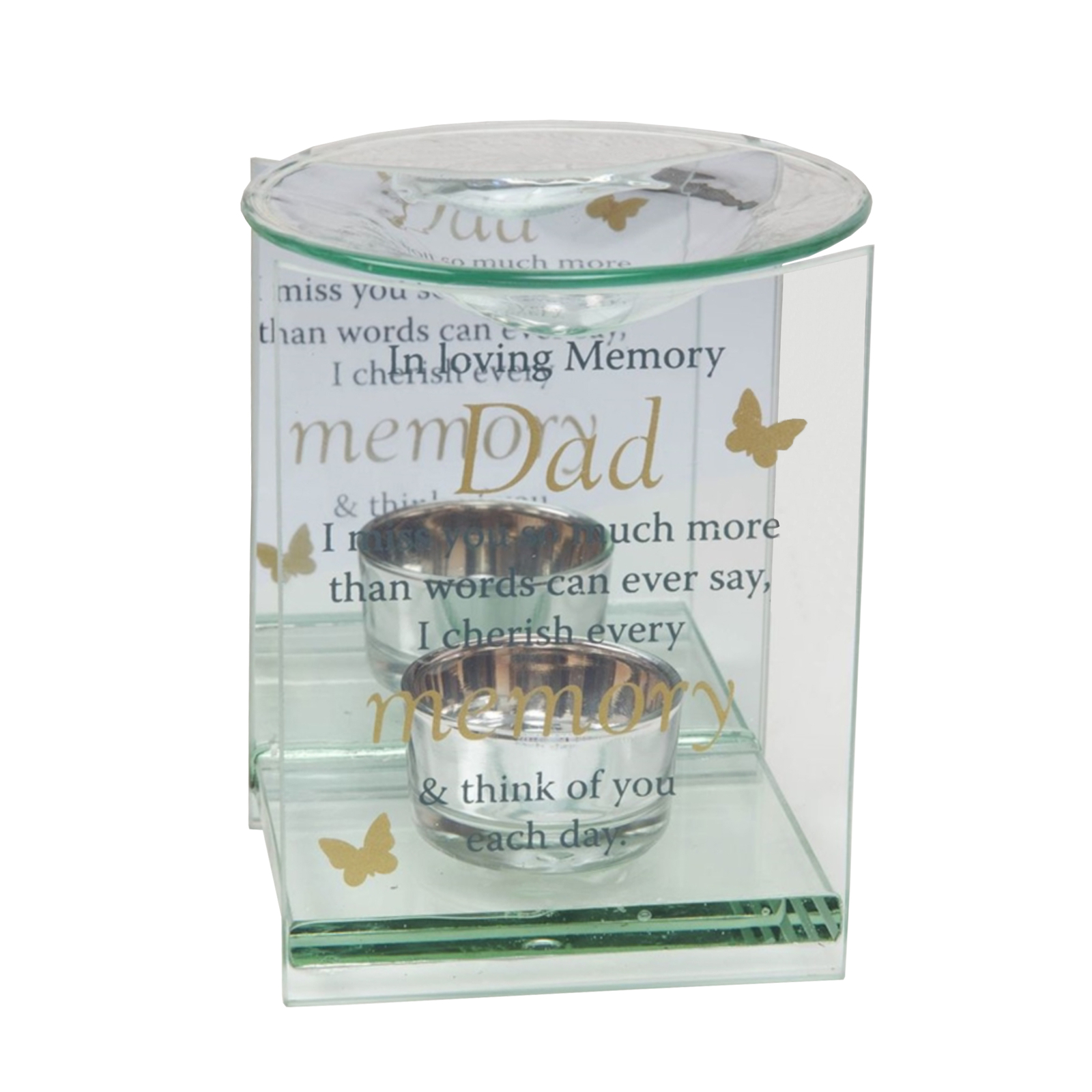 Glass Memorial Butterfly Oil Burner – Dad