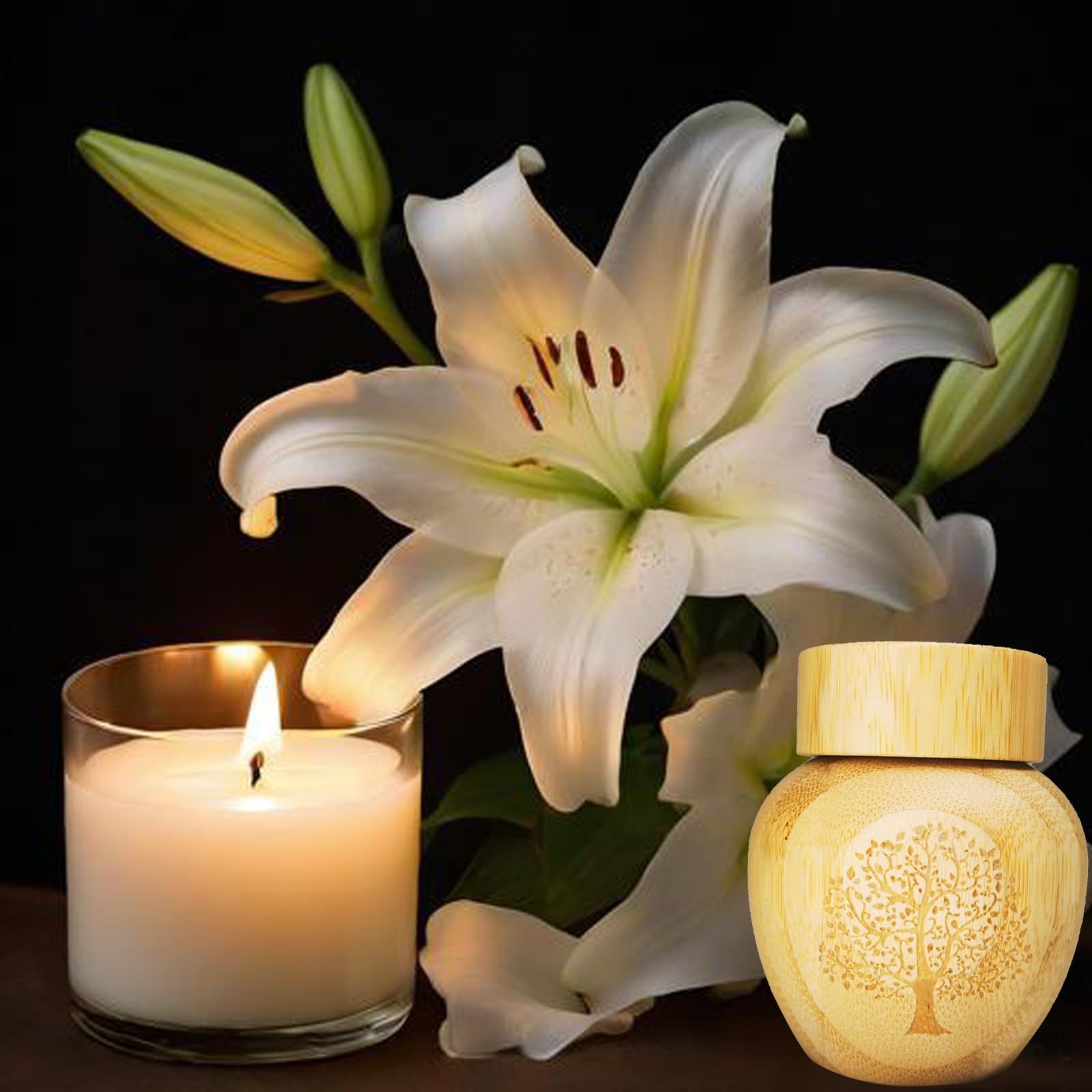 Mini Scattering Urns for Human Ashes, 2.1”x2.6” Biodegradable Bamboo – Tree