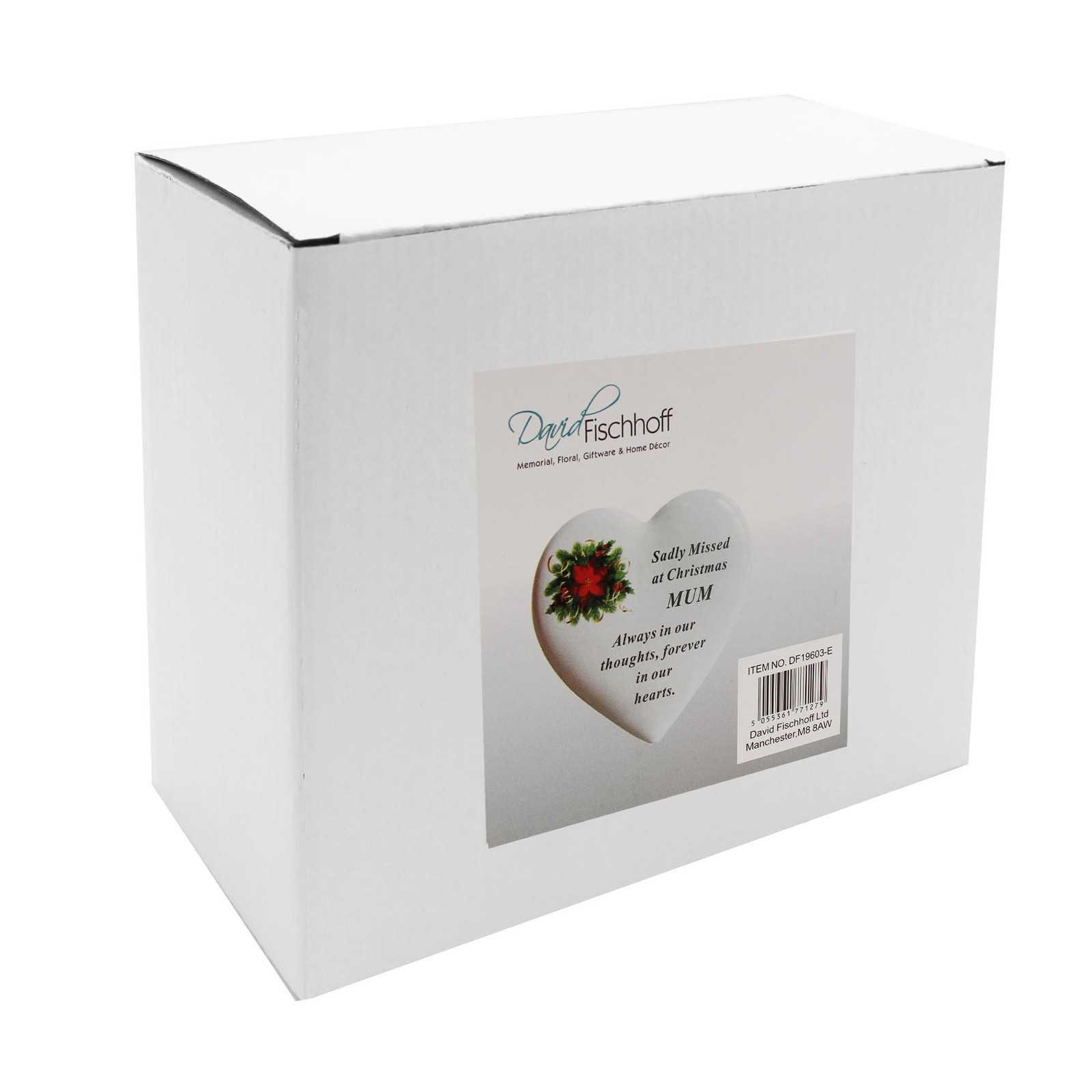 Christmas Memorial Heart Plaque Graveside Poinsettia Detail – Mum