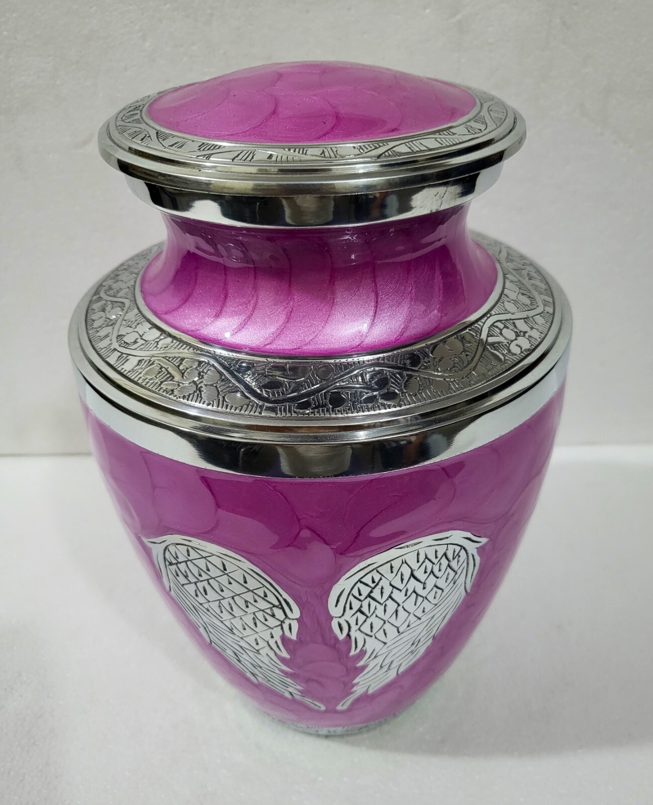 Angel Wings Urn Pink for Human Ashes Adult Cremation Urns with Velvet Bag 10″