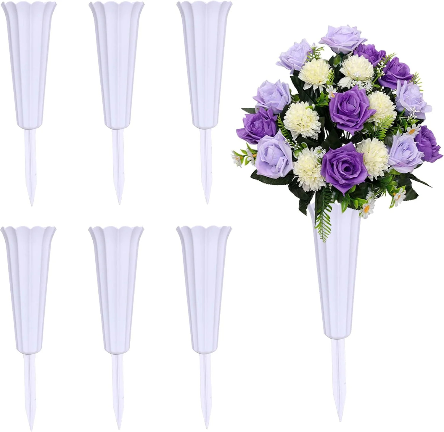 Memorial Floral Vases, Cemetery Vase, Headstones Flower Holder, Plastic Cemetery