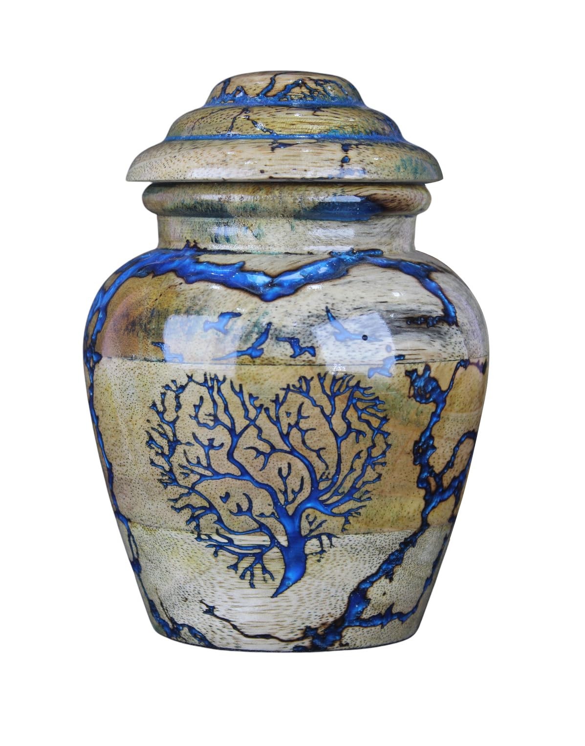 Cremation Urn for Human Ashes – Wooden and Resin Memorial Urn for Dogs – Deco…
