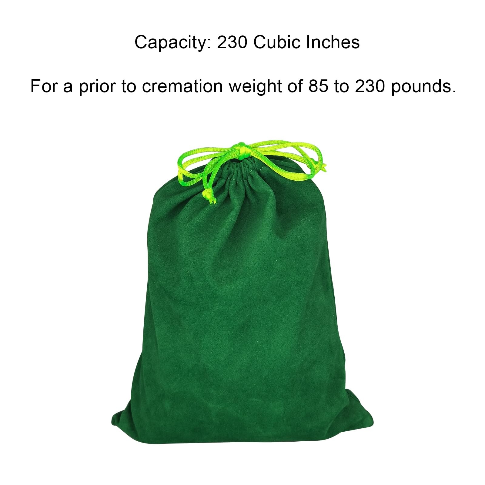 Green Velvet Cremains Urn Bag for Human Ashes – For Use Inside the Urn – Size…
