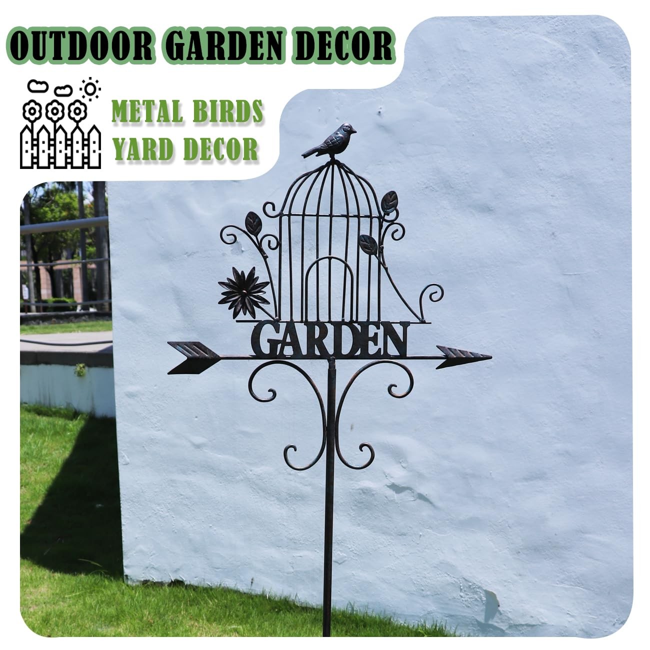 Metal Garden Stakes for Outdoor Lawn, Backyard, and Pathway Decor