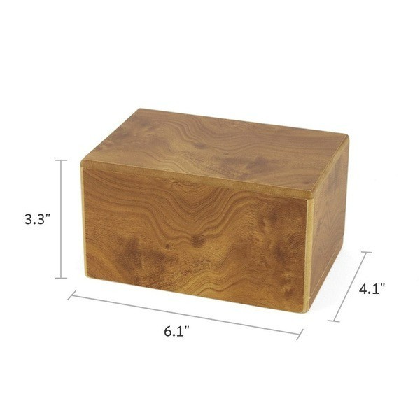 Small/Keepsake Natural Box Funeral Cremation Urn for Ashes, 45 Cubic Inches