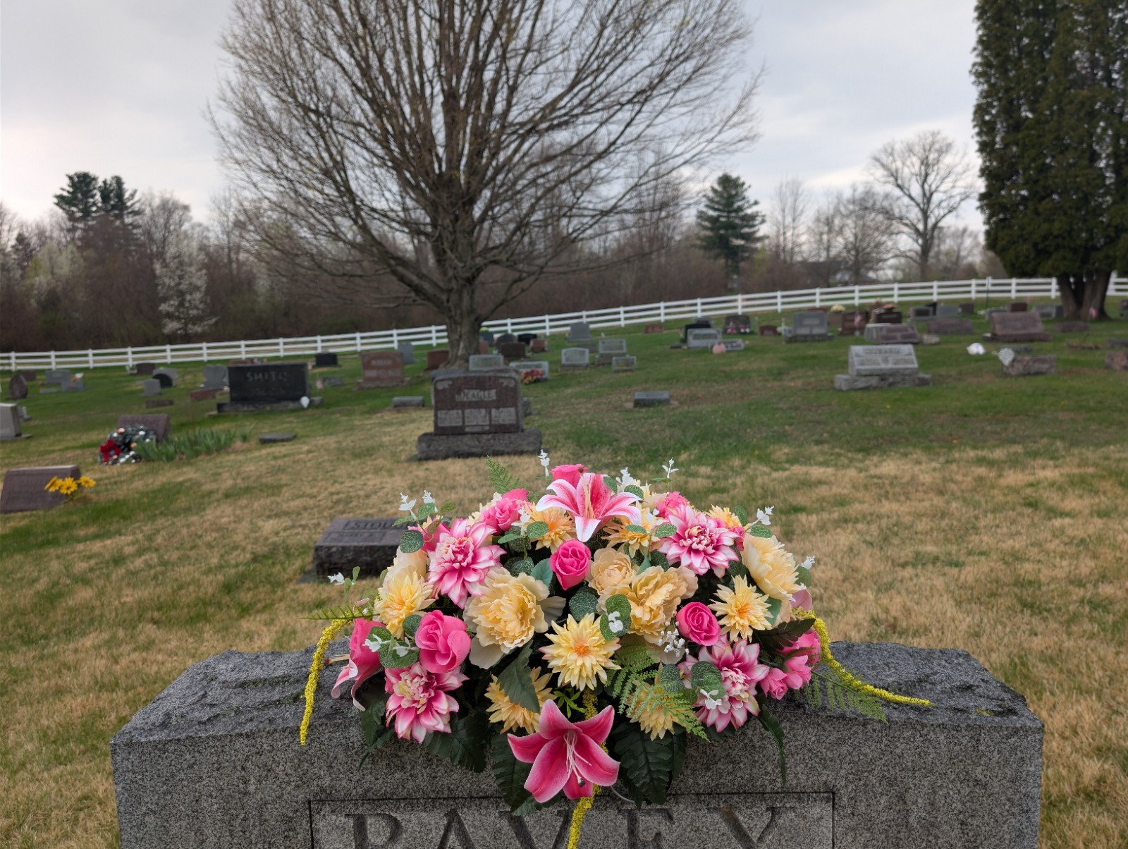 Pink Yellow Grave Saddle-Summer Headstone Saddle
