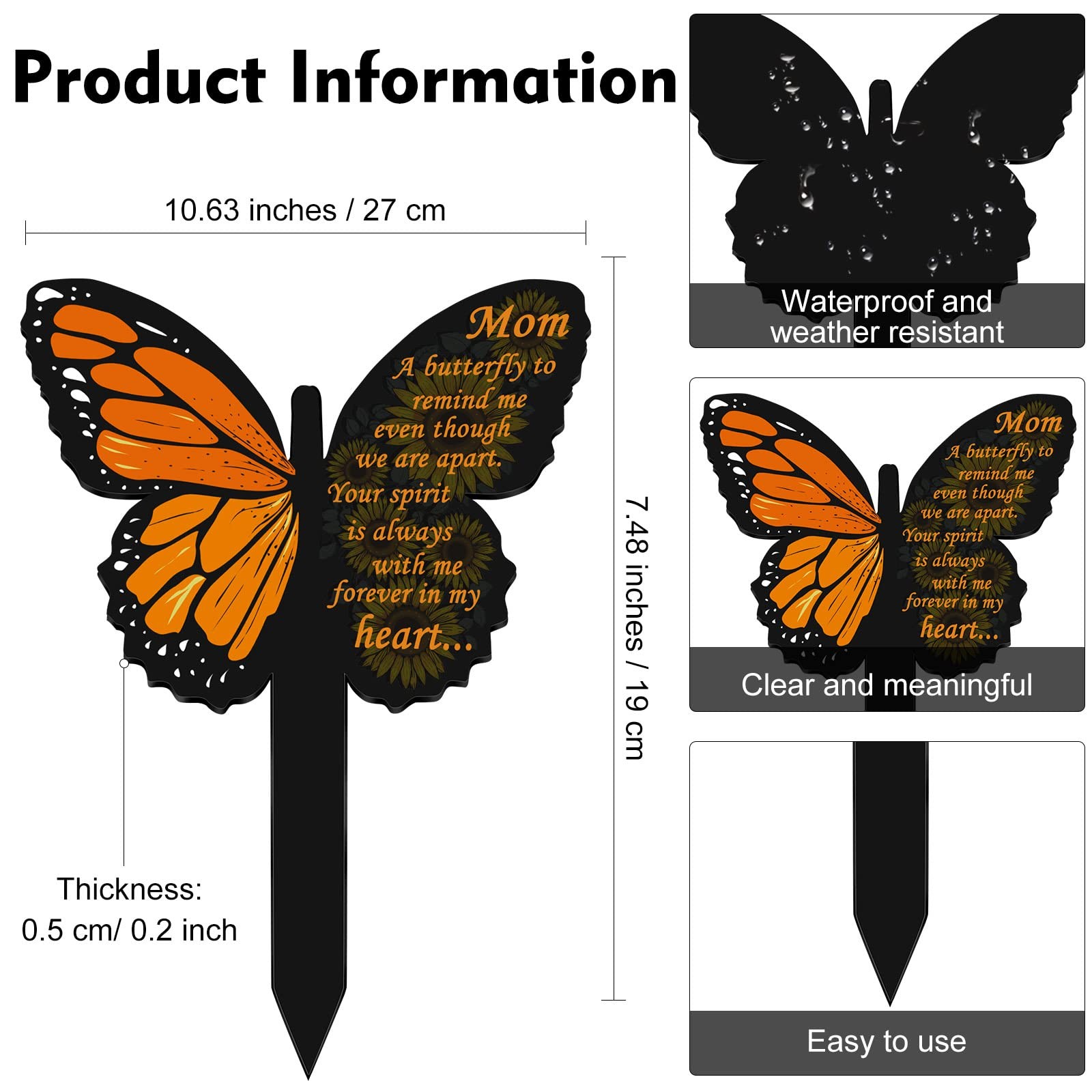 Mom Grave Decorations for Cemetery Grave Decorations Butterfly Acrylic Mom Me…