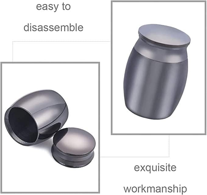 Elegant Black Stainless Steel Mini Urn for Ashes – Keepsake Memorial for Adults