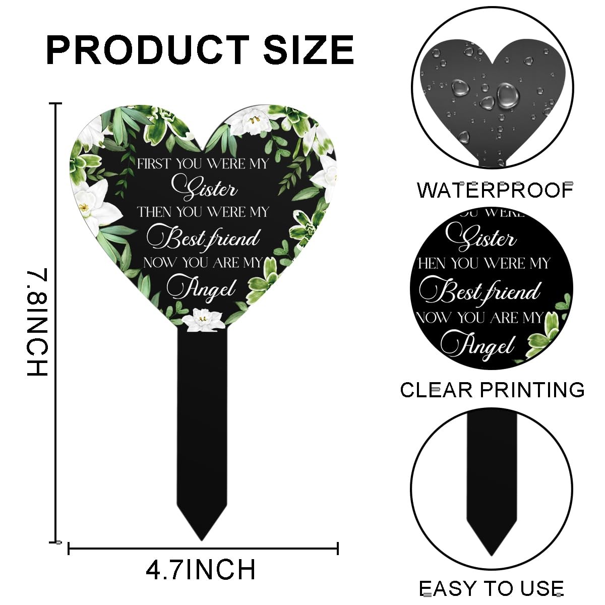Grave Markers for Cemetery Memorial Plaques for Sister Sympathy Gifts