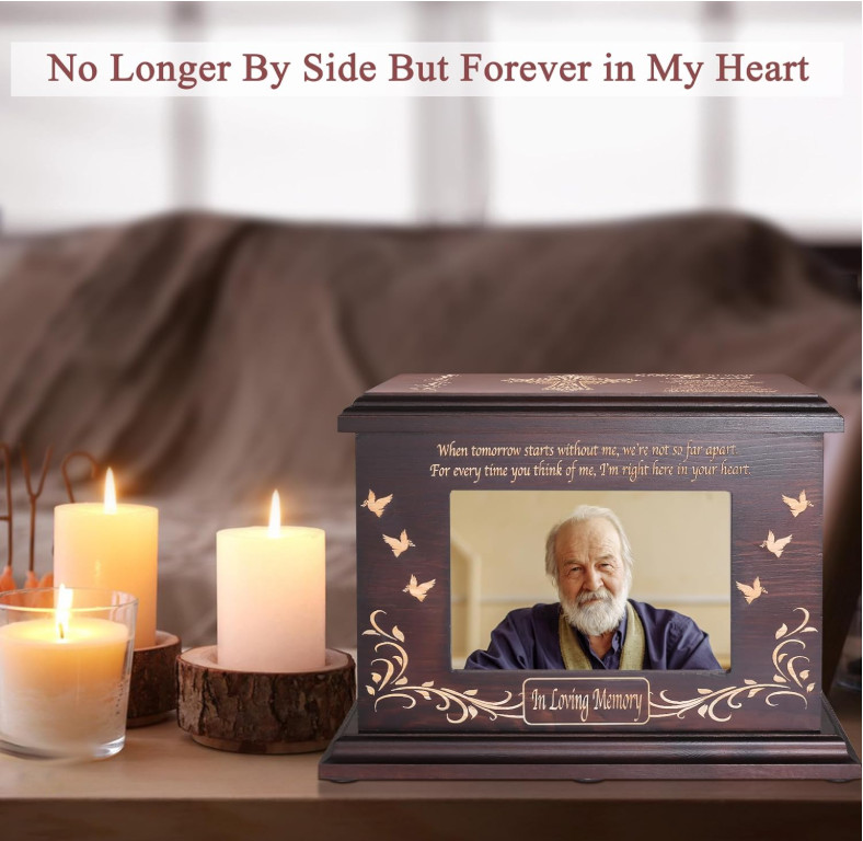 Cremation Memorial Urns for Human Ashes Adult Male Female Urns Box (XL – Walnut)