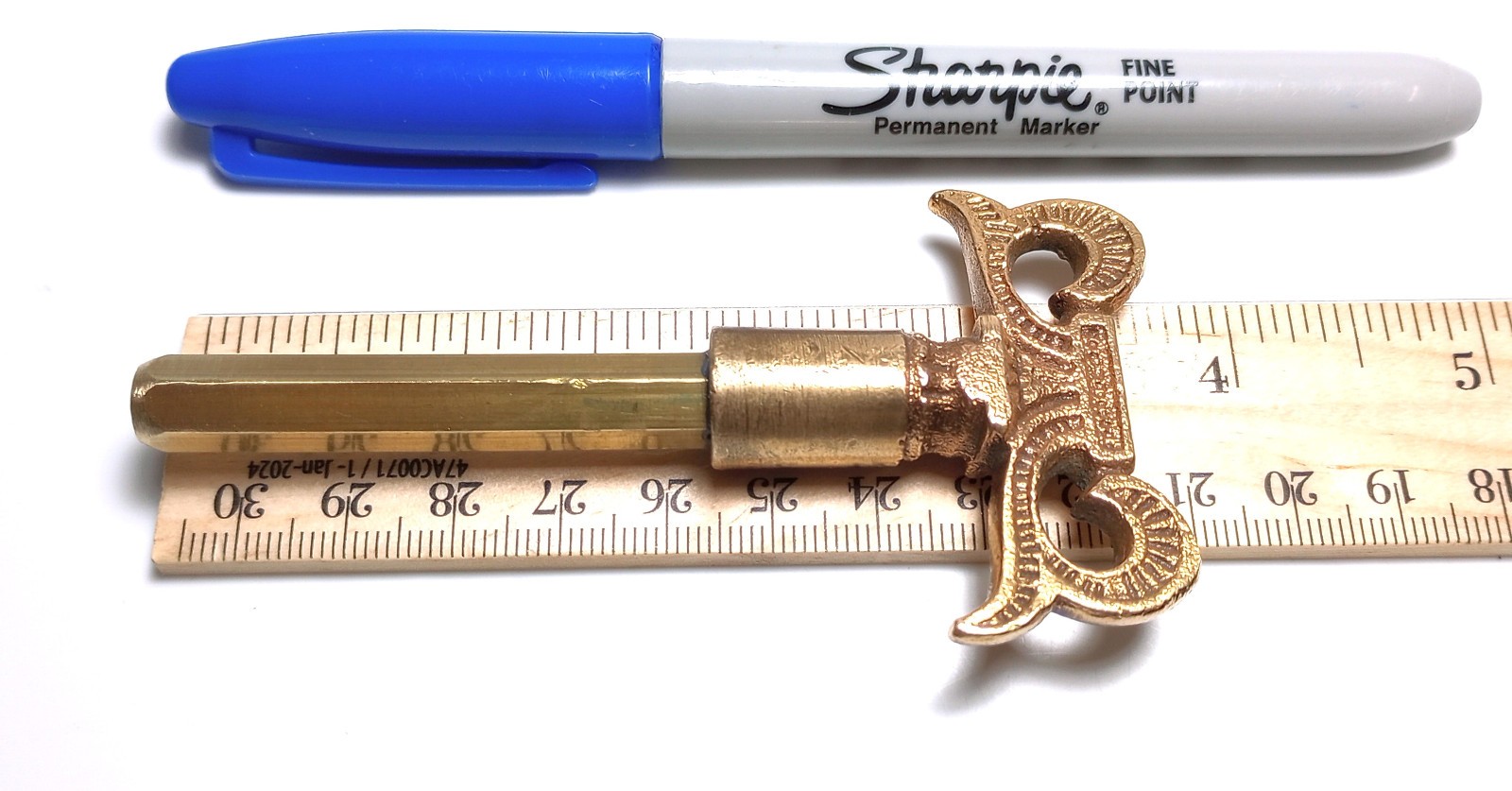 Fancy Brass Pocket Casket Key / Coffin Key