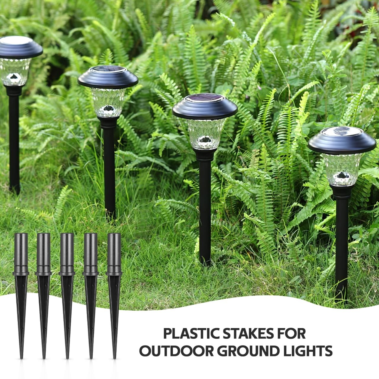 Solar Light Stakes 10 Pack Plastic Ground Stake Spikes for Garden Lamp Inclin…