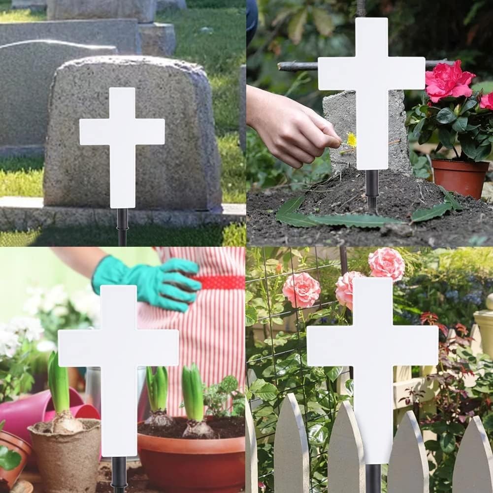 Solar LED Cross Grave Light Outdoor Garden Stake Decor for Memorials