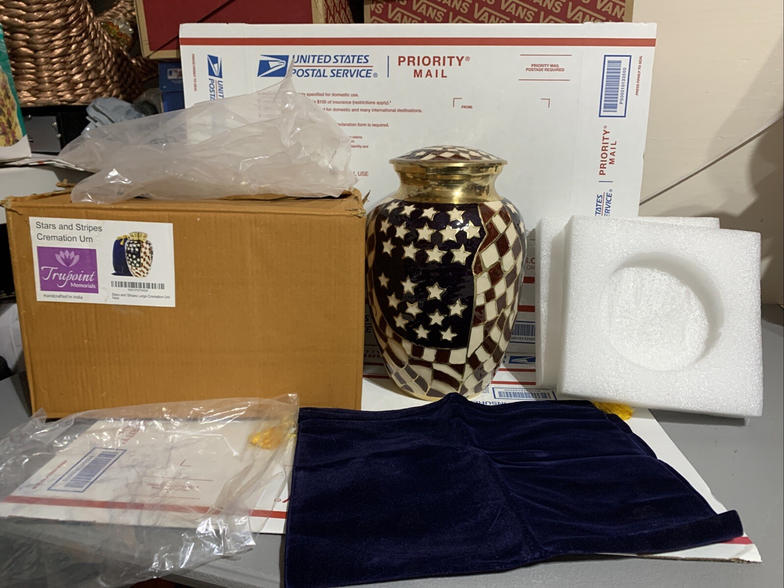 Patriotic Flag Classic Large Urn for Human Ashes – for Veterans First Responders