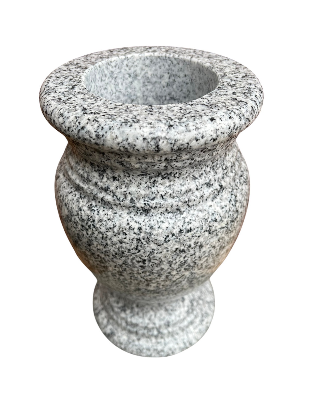 Cemetery Memorial Granite Round Vase Georgia Gray Match 5.5″ x 9″ polished
