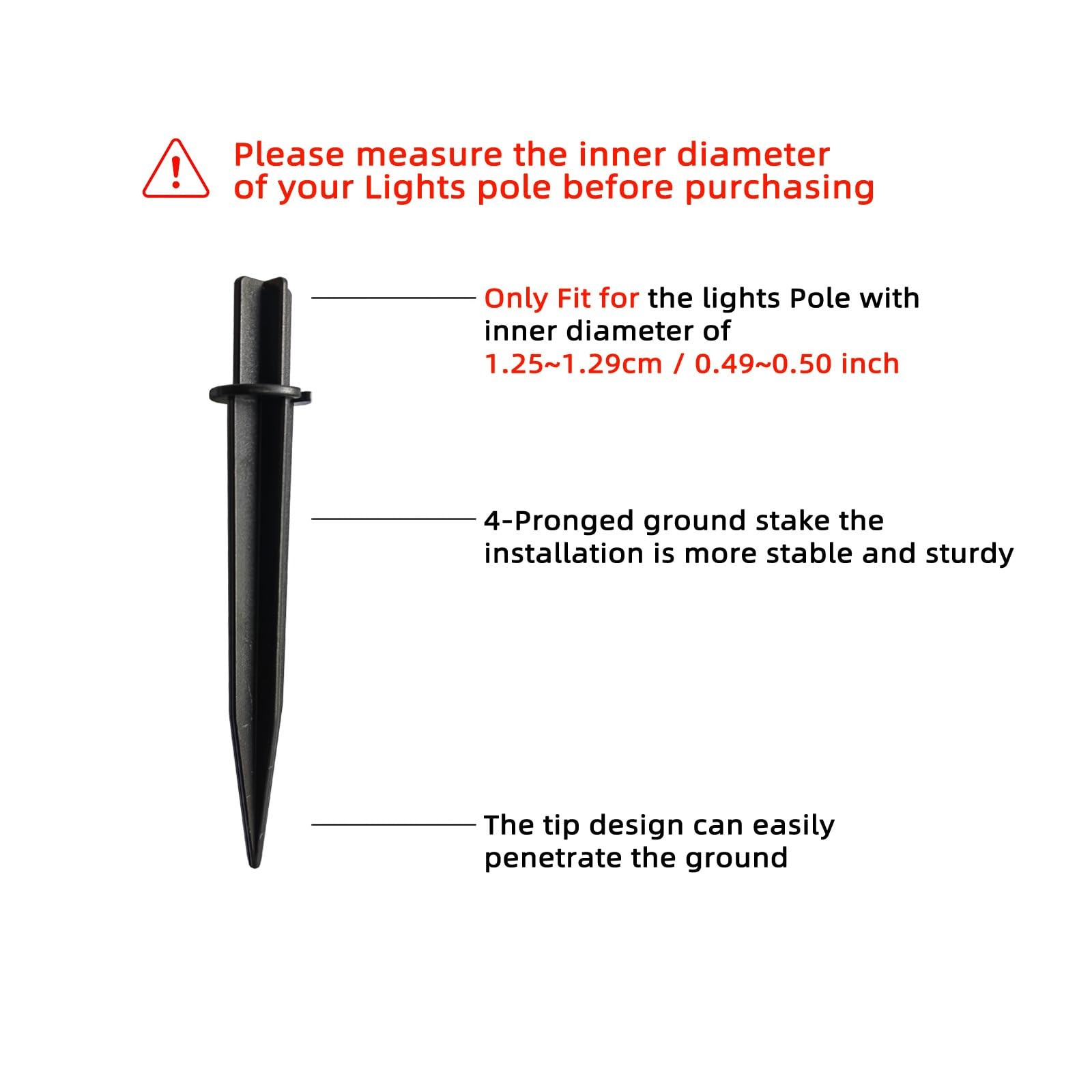 10 Pack Solar Light Stakes,0.49″ ABS Plastic Reinforced Ground Spikes Fit for…