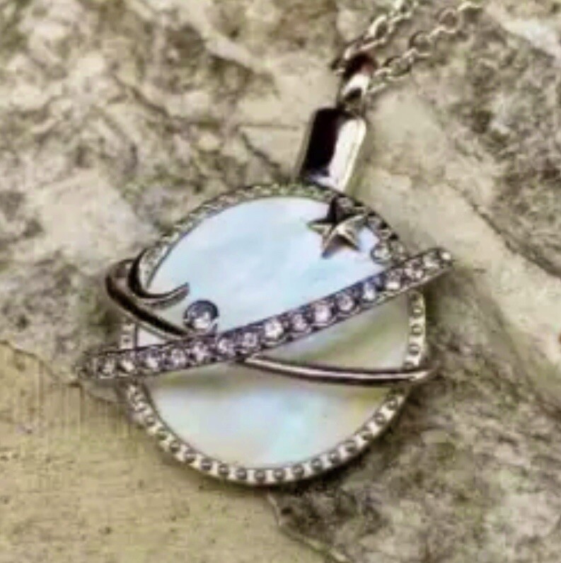Urn Jewelry Celestial Pearlescent Moon Star Cremation Pendant Ash Necklace Gift