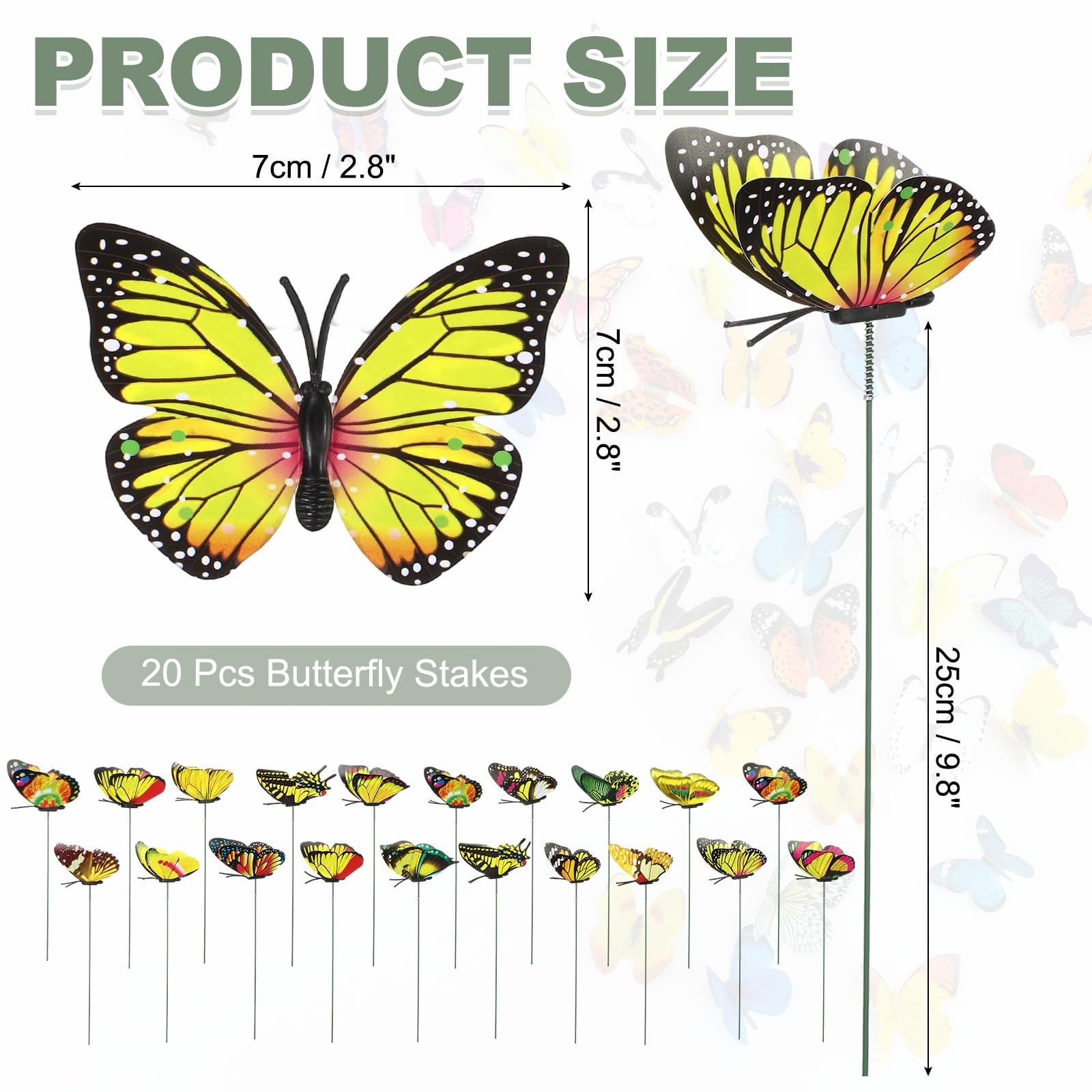 20pcs Butterfly Garden Stakes Waterproof PVC Decor for Indoor & Outdoor Use