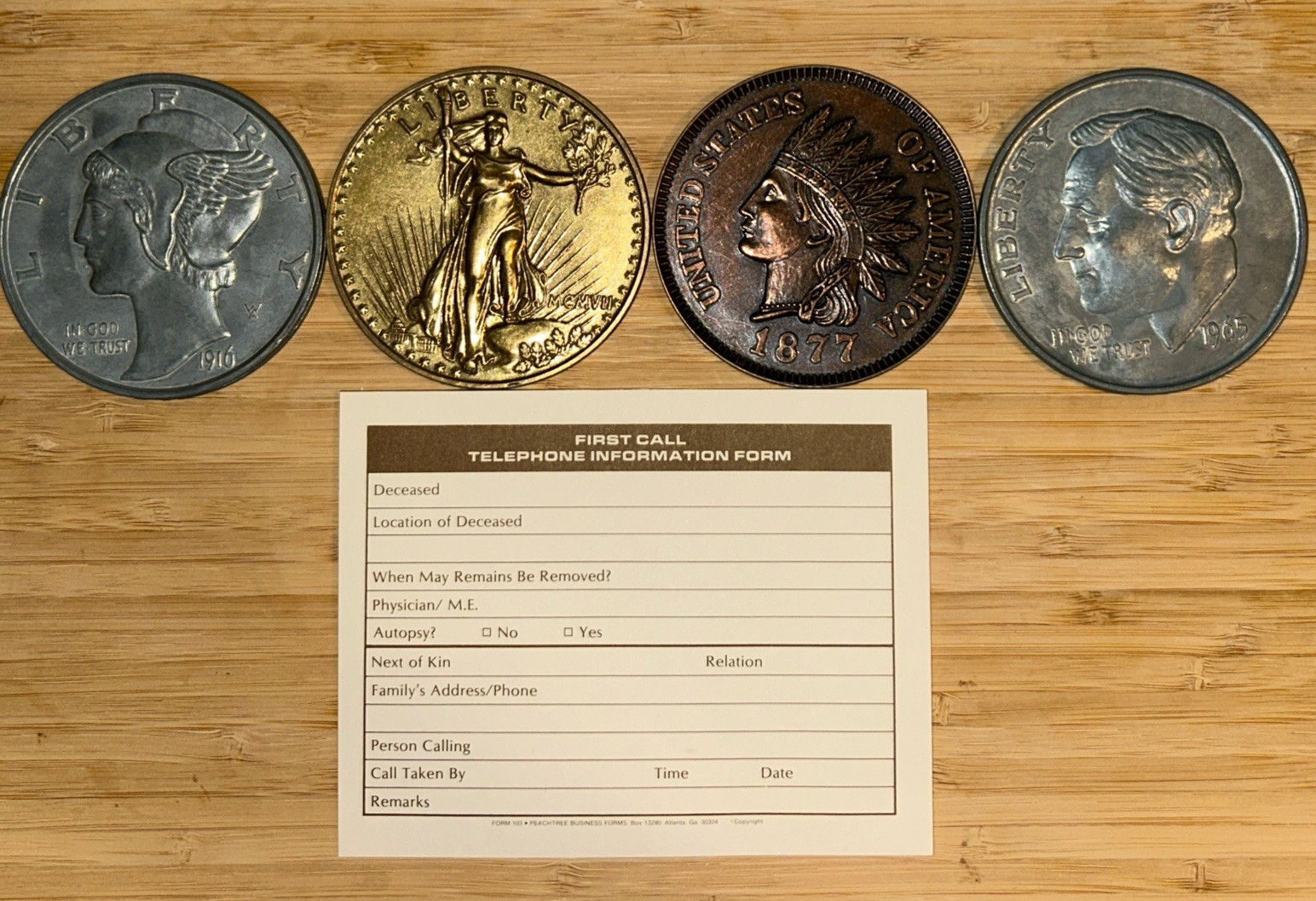 Vintage XL Coffin Antique Coins – Set of 4 From Funeral Home Closed 2/3 Sets