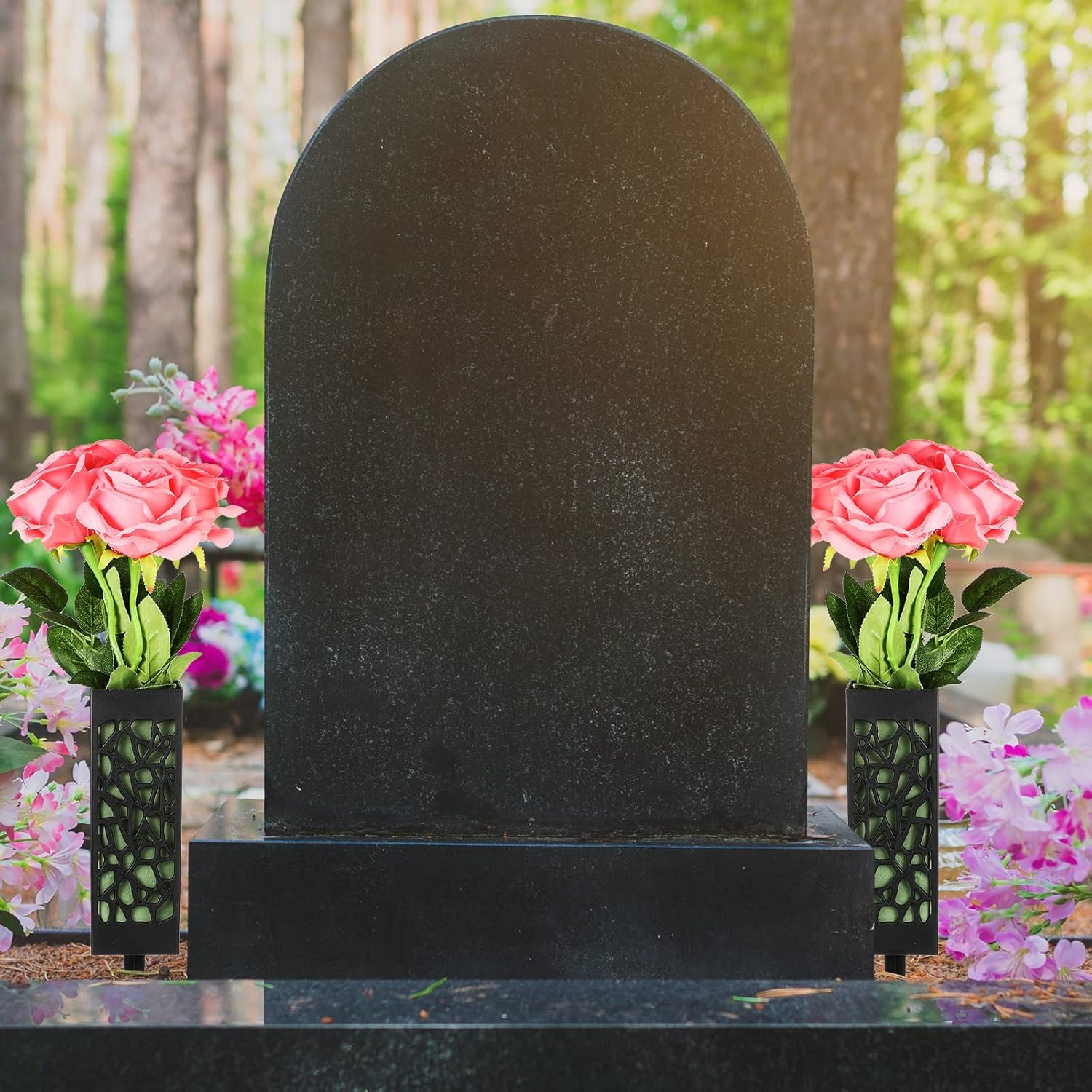 12 Pack 12 Inch Cemetery Vases with Foam Spikes Memorial Cemetery Floral Holder