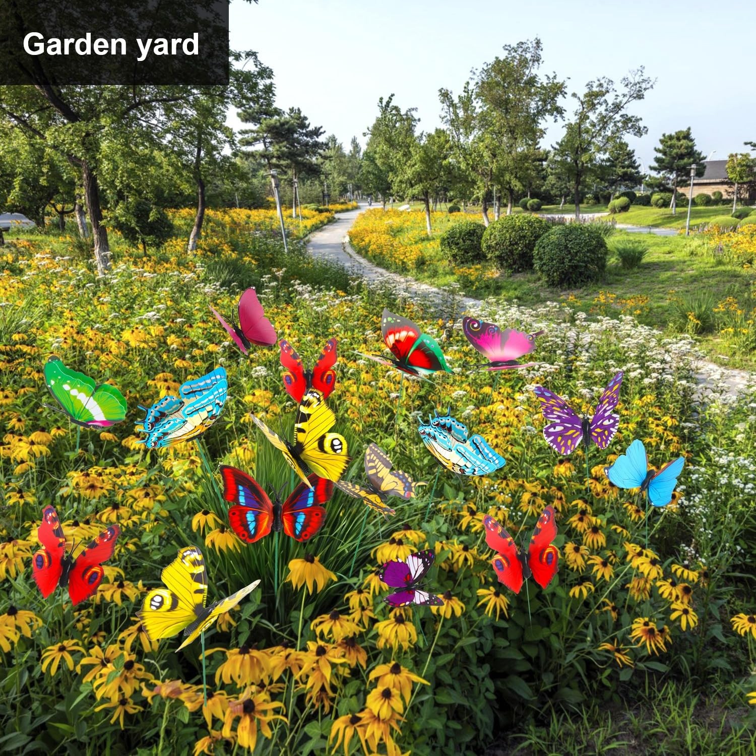 Butterfly Decorations, 75 Pcs Butterfly Stakes PVC Waterproof Decorative Colo…