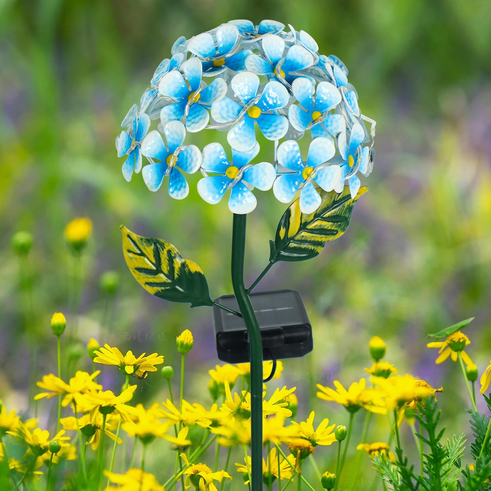 Solar Hydrangea w/26 LED Lights, Metal Ground Stake, 3 Colors, Outdoor Flower…