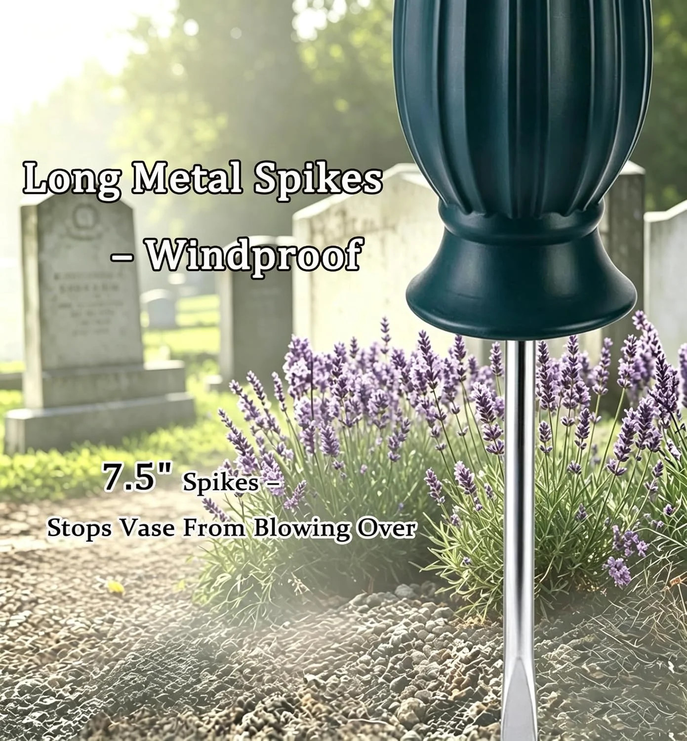 2 Pcs Cemetery Vases with Spikes,Grave Vases for Cemetery with Metal Spikes and