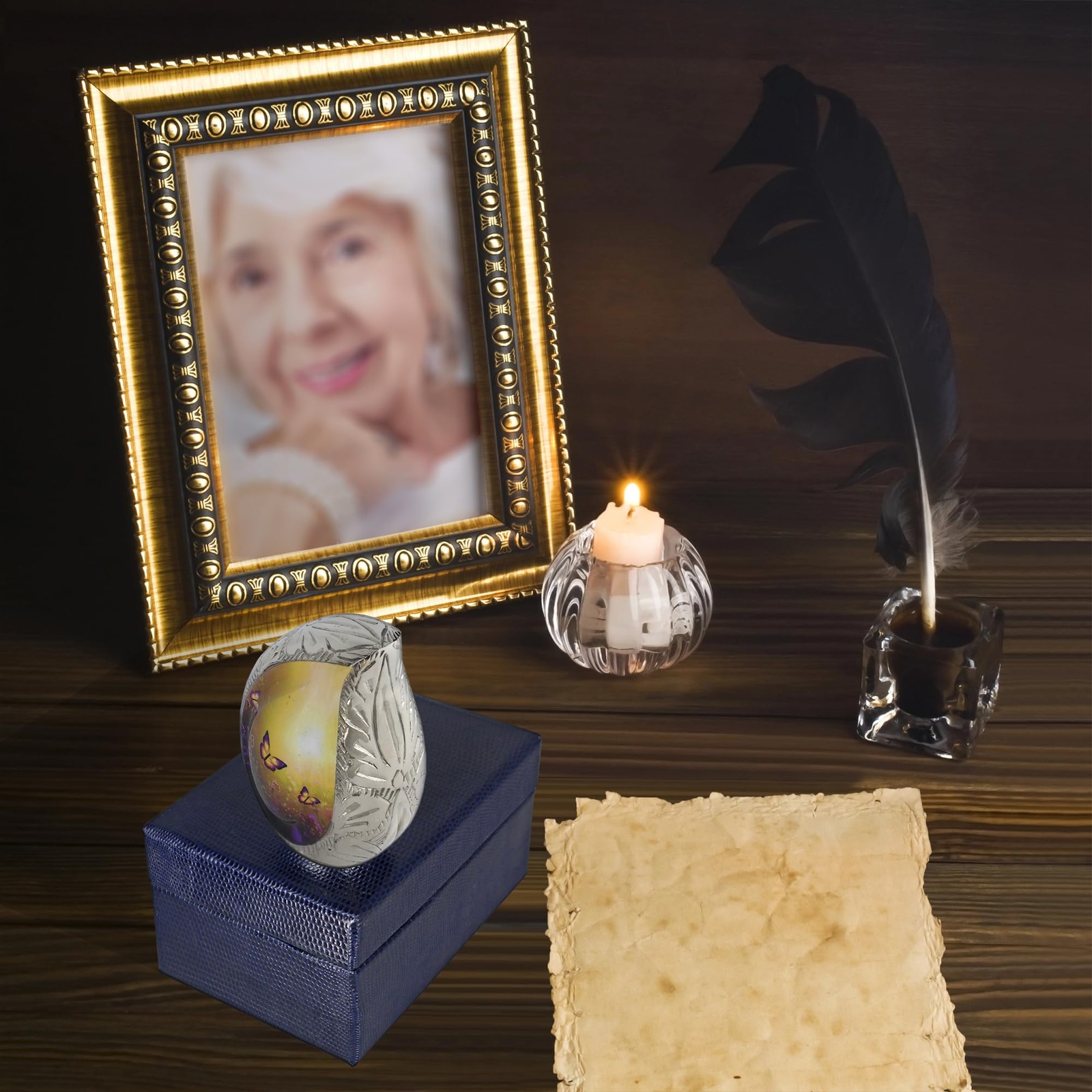 Small Urns for Human Ashes 2.8″ H Yellow Butterflies Teardrop – Keepsake Gift