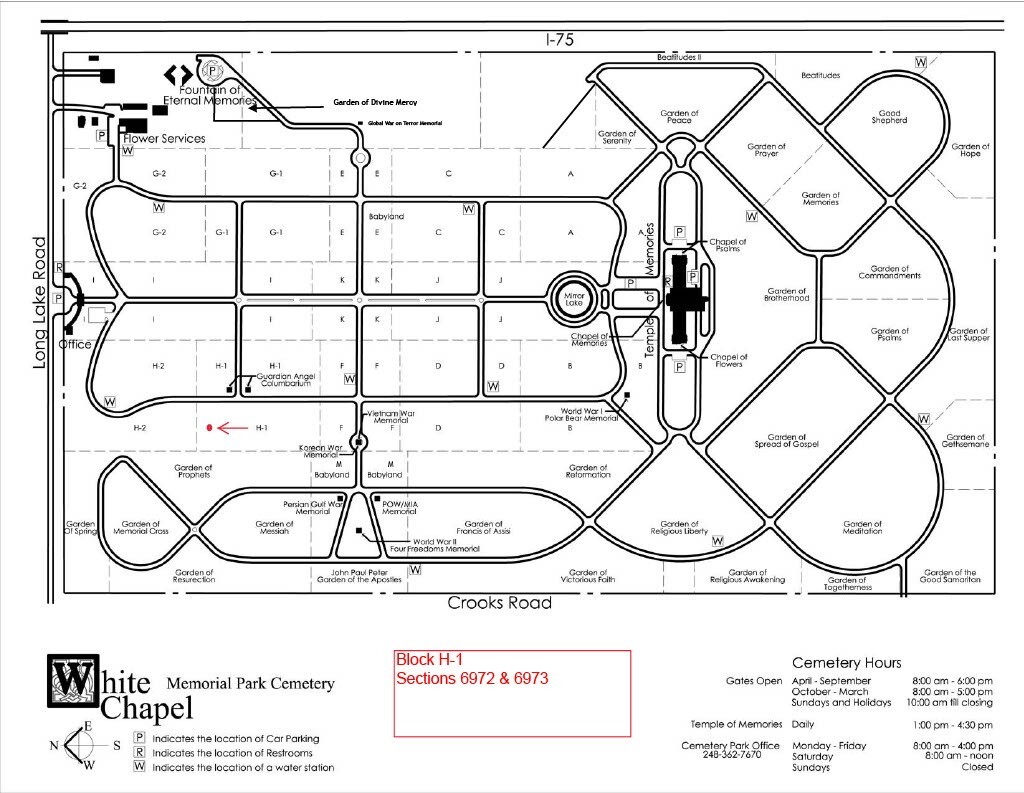 6 White Chapel Grave Plots in Troy Michigan