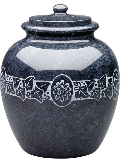 Large/Adult 205 Cubic Inches Chrysanthemum Natural Marble Urn for Ashes