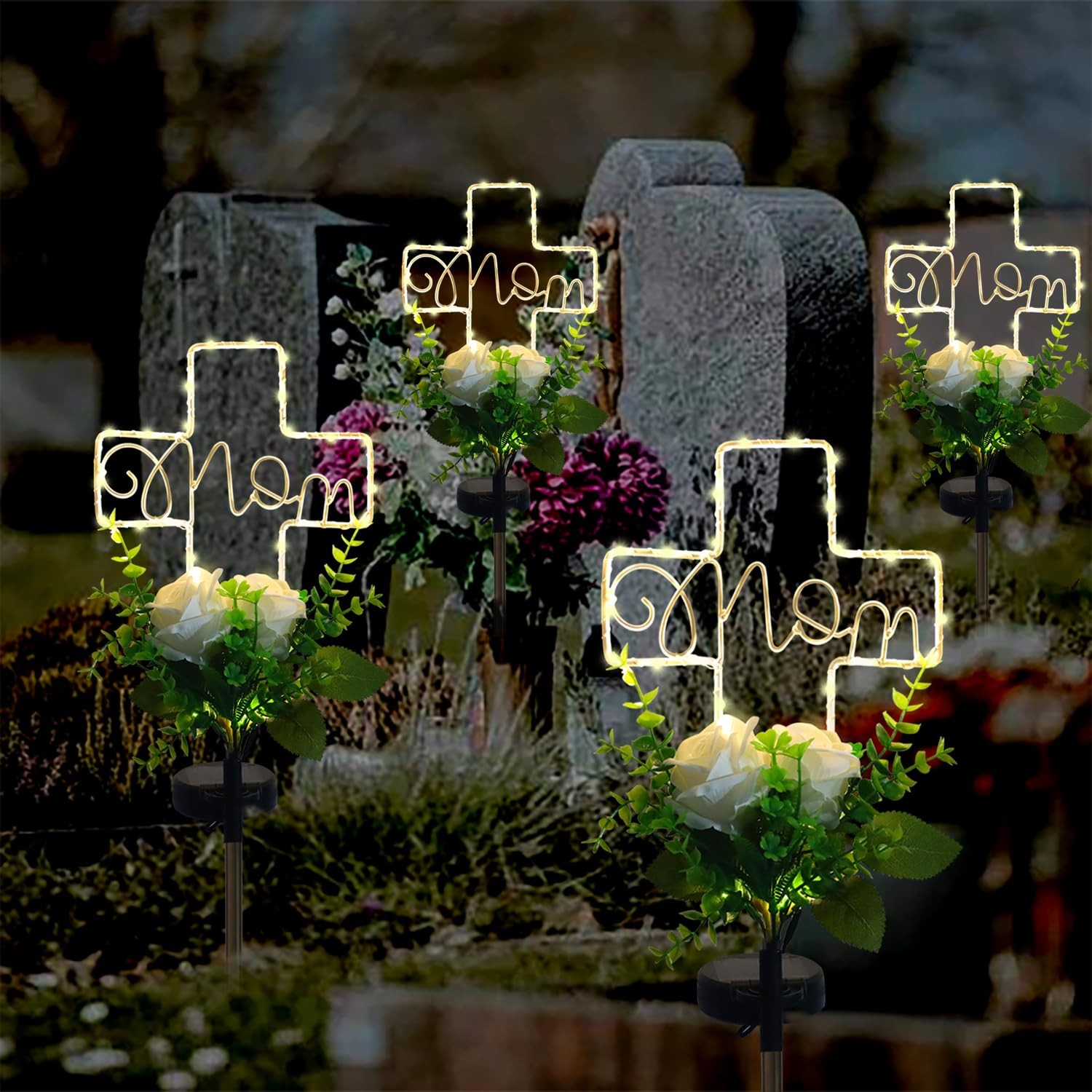 Cemetery Grave Decorations Mom Rose Color Grave Marker Memorial Gift for Mom