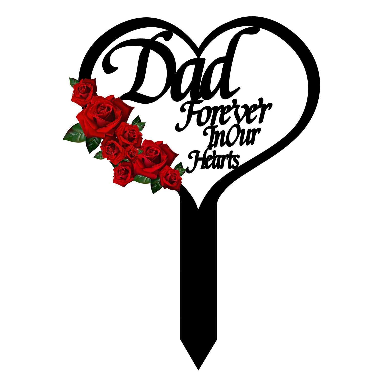 Heart Memorial Grave Marker Stake for Cemetery, Garden, Outdoors Decoration