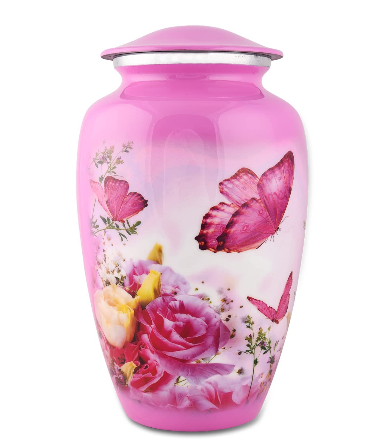 BOLD & DIVINE Adult Pink Butterfly Cremation Urn | Human Ashes Adult Memorial ur