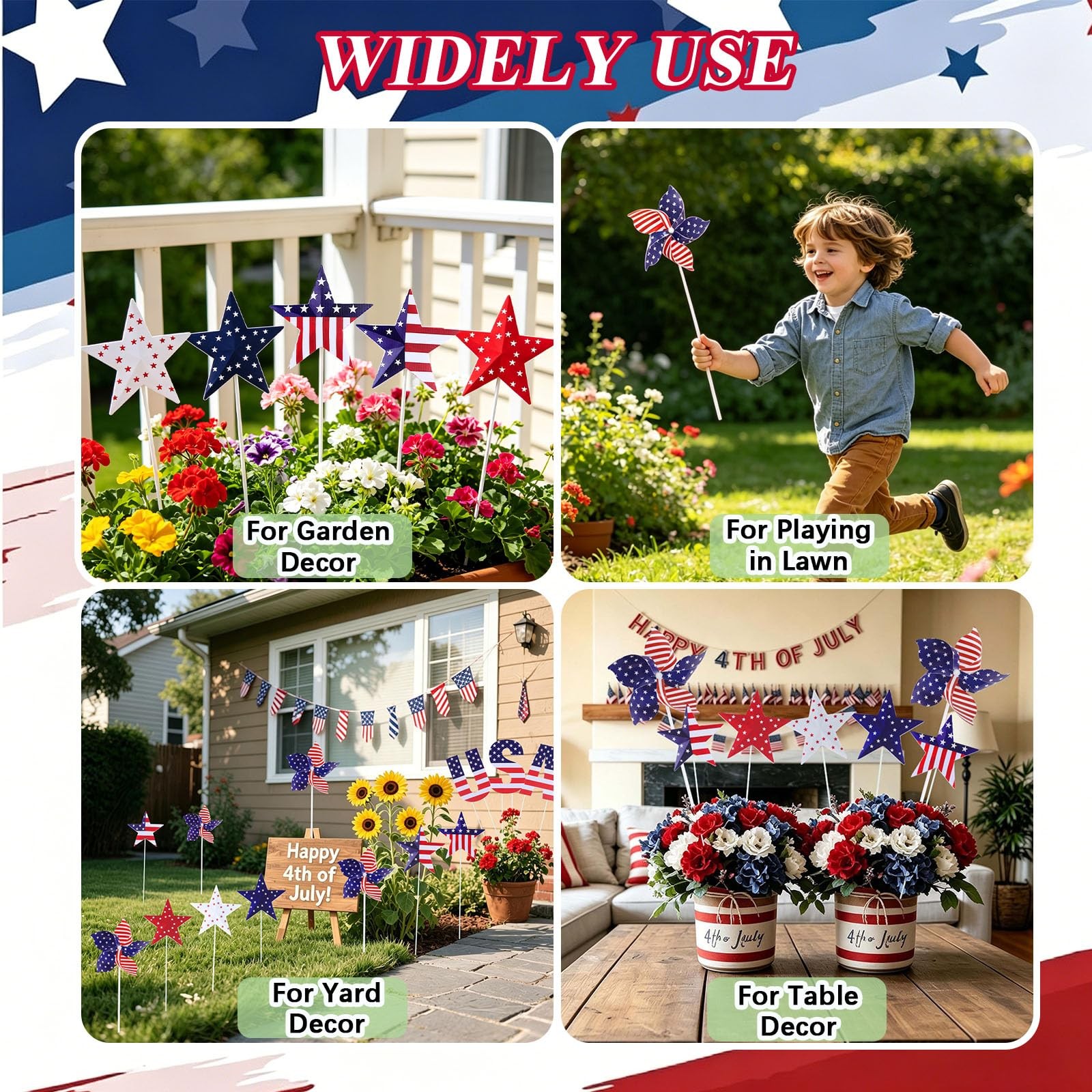 13Pcs 4th of July Outdoor Decoration Garden Stakes, 250th Patriotic Plastic U…