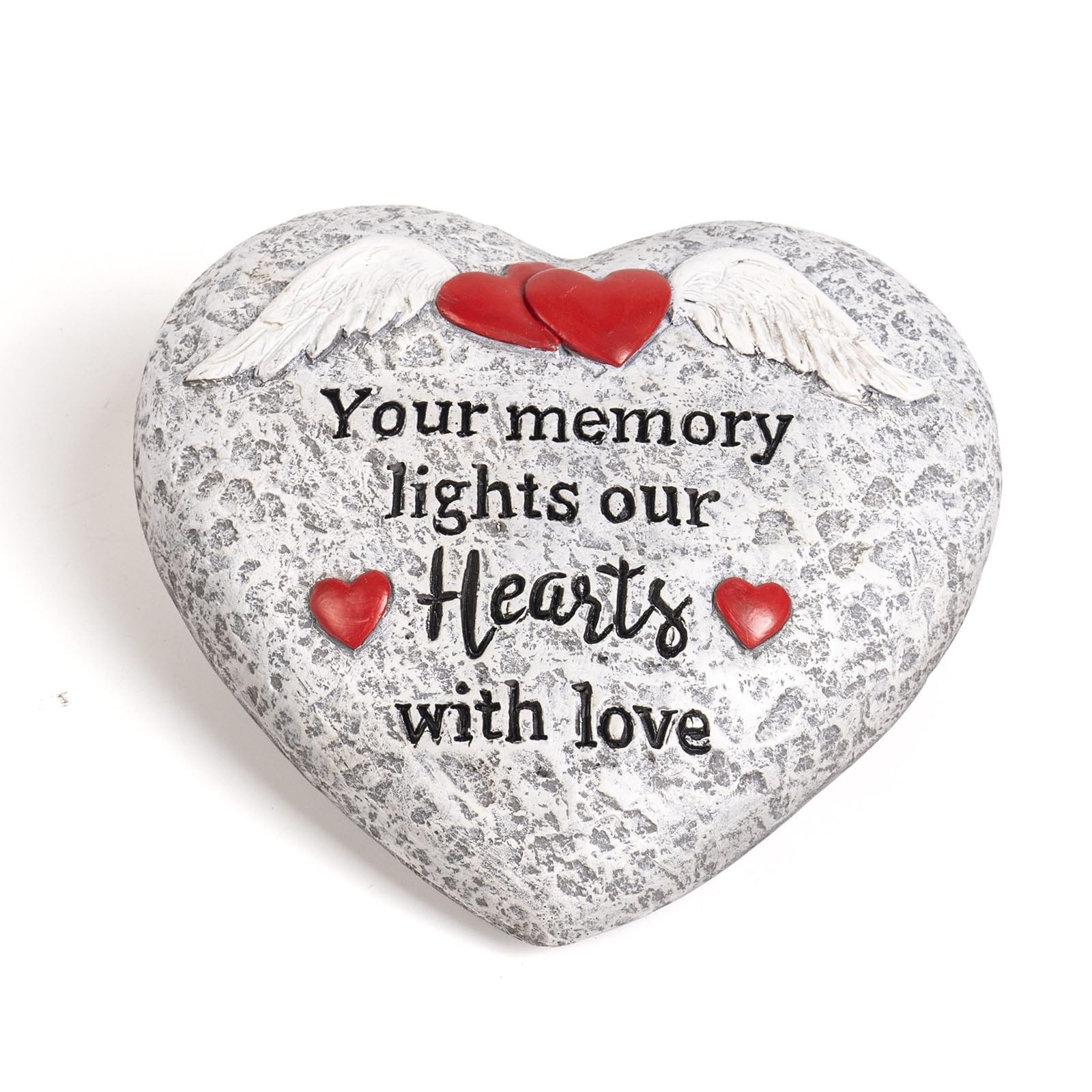Memorial Garden Stones, Heart Resin Gravesite Angel Wings Garden Stone in Mem…