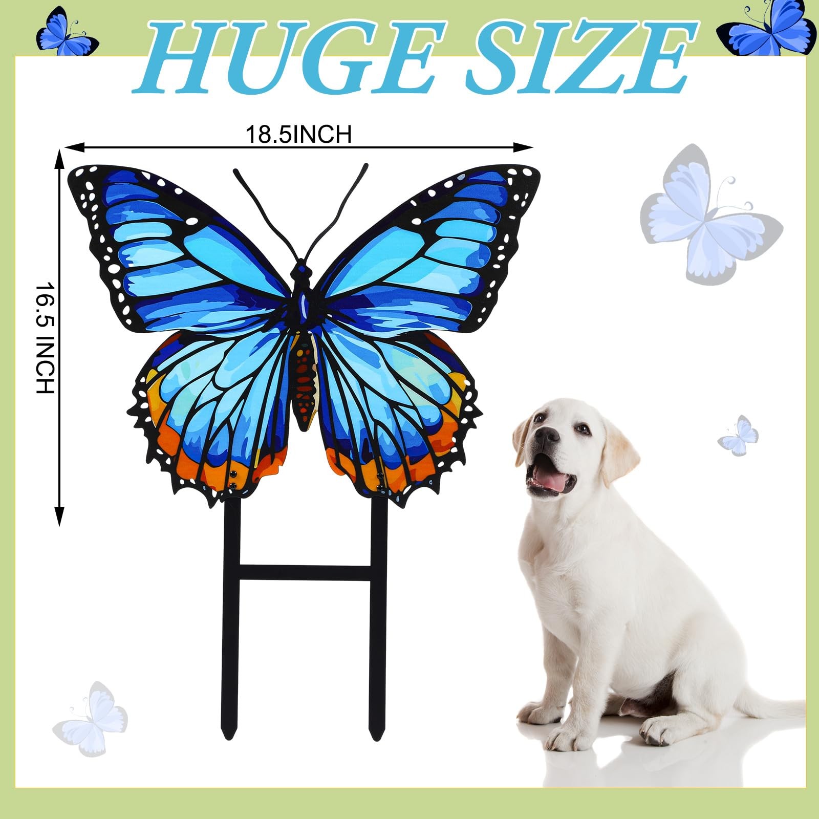 Spring Metal Butterfly Garden Stakes 16.5 Inch Outdoor Decor for Yard