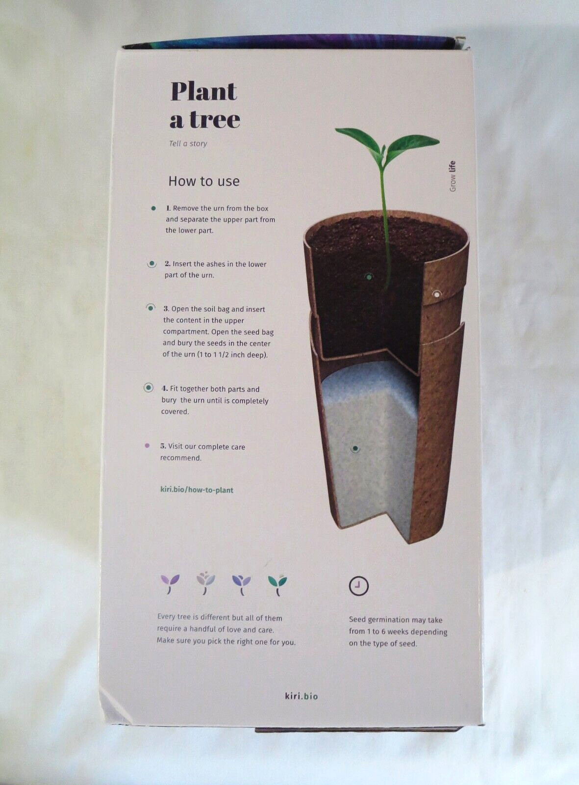 KIRI Biodegradable Tree Urn, Eco Burial Urn w/Crepe(Crape) Myrtle Tree Seeds NOB